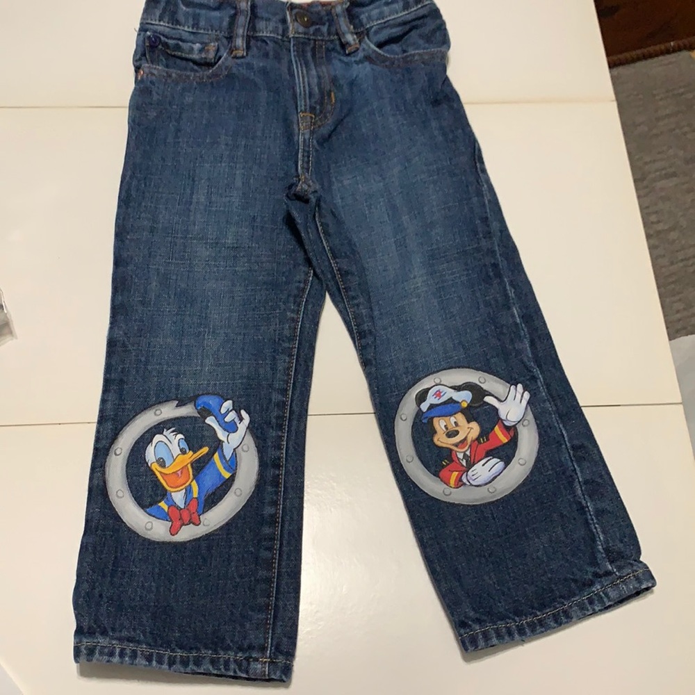 Disney Mickey and Donald Duck painted cruise jeans Gap 3yrs boys